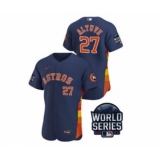 Men's Houston Astros #27 Jose Altuve 2021 Navy World Series Flex Base Stitched Baseball Jersey