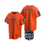 Men's Houston Astros #1 Carlos Correa 2021 Orange World Series Cool Base Stitched Baseball Jersey