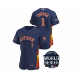 Men's Houston Astros #1 Carlos Correa 2021 Navy World Series Flex Base Stitched Baseball Jersey