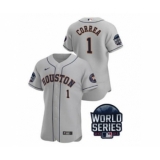 Men's Houston Astros #1 Carlos Correa 2021 Gray World Series Flex Base Stitched Baseball Jersey