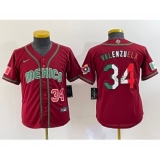 Youth Mexico Baseball #34 Fernando Valenzuela 2023 Red World Classic Stitched Jersey 4