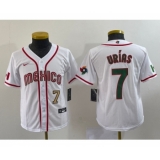 Youth Mexico Baseball #7 Julio Urias Number 2023 Red World Baseball Classic Stitched Jersey1
