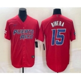 Men's Puerto Rico Baseball #15 Emmanuel Rivera 2023 Red World Classic Stitched Jersey