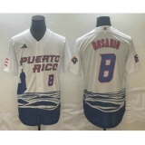 Men's Puerto Rico Baseball #8 Eddie Rosario Number 2023 White World Classic Stitched Jerseys