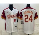 Men's Venezuela Baseball #24 Miguel Cabrera Number 2023 White World Classic Stitched Jersey