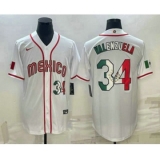 Men's Mexico Baseball #34 Fernando Valenzuela Number 2023 White World Classic Stitched Jersey