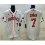 Men's Mexico Baseball #7 Julio Urias Number 2023 White World Baseball Classic Stitched Jersey2