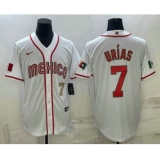 Men's Mexico Baseball #7 Julio Urias Number 2023 White World Baseball Classic Stitched Jersey3