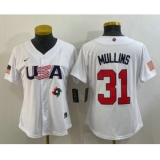 Women's USA Baseball #31 Cedric Mullins 2023 White World Classic Stitched Jerseys