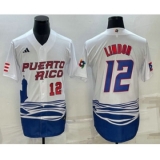 Mens Puerto Rico Baseball #23 Francisco Lindor Number White 2023 World Baseball Classic Stitched Jersey