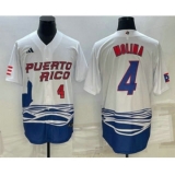 Men's Puerto Rico Baseball #4 Carlos Correa Number 2023 White World Baseball Classic Stitched Jerseys