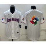Men's Dominican Republic Baseball 2023 White World Baseball Big Logo With Classic Stitched Jerseys