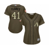 Women's Arizona Diamondbacks #41 Wilmer Flores Authentic Green Salute to Service Baseball Jersey