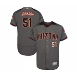 Men's Arizona Diamondbacks #51 Randy Johnson Grey Road Authentic Collection Flex Base Baseball Jersey
