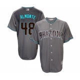 Men's Arizona Diamondbacks #48 Abraham Almonte Replica Gray Turquoise Cool Base Baseball Jersey