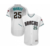 Men's Arizona Diamondbacks #25 Archie Bradley White Teal Alternate Authentic Collection Flex Base Baseball Jersey