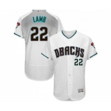 Men's Arizona Diamondbacks #22 Jake Lamb White Teal Alternate Authentic Collection Flex Base Baseball Jersey