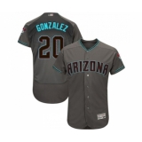 Men's Arizona Diamondbacks #20 Luis Gonzalez Gray Teal Alternate Authentic Collection Flex Base Baseball Jersey