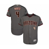 Men's Arizona Diamondbacks #4 Ketel Marte Grey Road Authentic Collection Flex Base Baseball Jersey