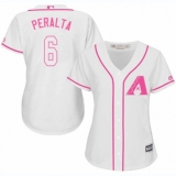 Women's Majestic Arizona Diamondbacks #6 David Peralta Authentic White Fashion MLB Jersey