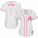 Women's Majestic Arizona Diamondbacks #1 Jarrod Dyson Authentic White Fashion MLB Jersey