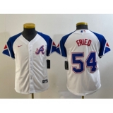 Youth Atlanta Braves #54 Max Fried White 2023 City Connect Cool Base Stitched Jersey