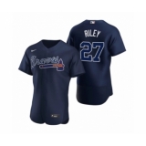 Men's Atlanta Braves #27 Austin Riley Nike Navy Authentic 2020 Alternate Jersey