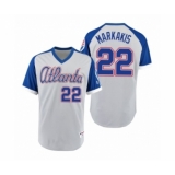 Women Braves #22 Nick Markakis Gray Royal 1979 Turn Back the Clock Authentic Jersey