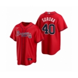 Youth Atlanta Braves #40 Mike Soroka Nike Red 2020 Replica Alternate Jersey
