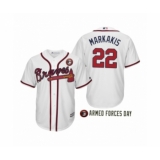 Youth 2019 Armed Forces Day Nick Markakis #22 Atlanta Braves White Jersey