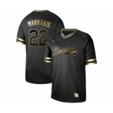 Men's Atlanta Braves #22 Nick Markakis Authentic Black Gold Fashion Baseball Jersey