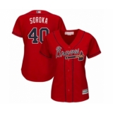 Women's Atlanta Braves #40 Mike Soroka Authentic Red Alternate Cool Base Baseball Jersey