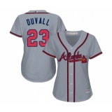 Women's Atlanta Braves #23 Adam Duvall Replica Grey Road Cool Base Baseball Jersey