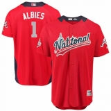 Men's Majestic Atlanta Braves #1 Ozzie Albies Game Red National League 2018 MLB All-Star MLB Jersey