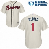 Men's Majestic Atlanta Braves #1 Ozzie Albies Replica Cream Alternate 2 Cool Base MLB Jersey
