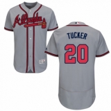 Men's Majestic Atlanta Braves #20 Preston Tucker Grey Road Flex Base Authentic Collection MLB Jersey