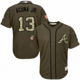 Youth Majestic Atlanta Braves #13 Ronald Acuna Jr. Authentic Green Salute to Service MLB Jersey