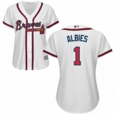 Women's Majestic Atlanta Braves #1 Ozzie Albies Authentic White Home Cool Base MLB Jersey