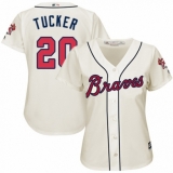 Women's Majestic Atlanta Braves #20 Preston Tucker Authentic Cream Alternate 2 Cool Base MLB Jersey