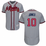 Men's Majestic Atlanta Braves #10 Chipper Jones Grey Road Flex Base Authentic Collection MLB Jersey