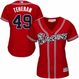 Women's Majestic Atlanta Braves #49 Julio Teheran Replica Red Alternate Cool Base MLB Jersey