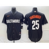 Men's Baltimore Orioles #25 Anthony Santander Black 2023 City Connect Cool Base Stitched Jersey