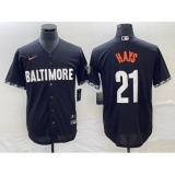 Men's Baltimore Orioles #21 Austin Hays Black 2023 City Connect Cool Base Stitched Jersey