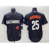 Men's Baltimore Orioles #25 Anthony Santander Black 2023 City Connect Cool Base Stitched Jersey 1