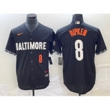 Men's Baltimore Orioles #8 Cal Ripken Jr Number Black 2023 City Connect Cool Base Stitched Jersey 1