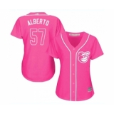 Women's Baltimore Orioles #57 Hanser Alberto Replica Pink Fashion Cool Base Baseball Jersey