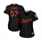 Women's Baltimore Orioles #53 Dan Straily Replica Black Alternate Cool Base Baseball Jersey