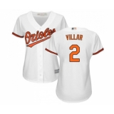 Women's Baltimore Orioles #2 Jonathan Villar Replica White Home Cool Base Baseball Jersey