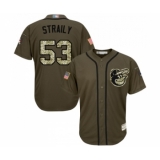 Men's Baltimore Orioles #53 Dan Straily Grey Road Flex Base Authentic Collection Baseball Jersey