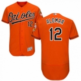 Men's Majestic Baltimore Orioles #12 Roberto Alomar Orange Alternate Flex Base Authentic Collection MLB Jersey